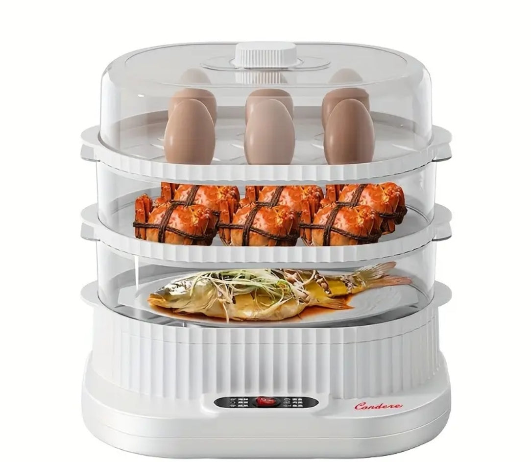 Ultimate 3-Tier Electric Food Steamer & Egg Cooker β Fast, Healthy, One-Touch Cooking