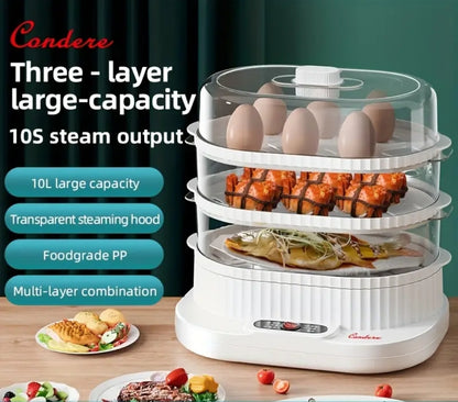 Ultimate 3-Tier Electric Food Steamer & Egg Cooker – Fast, Healthy, One-Touch Cooking