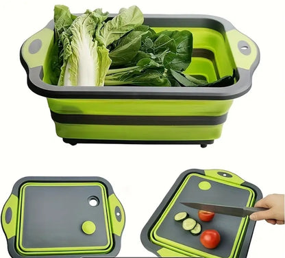 🥗 Collapsible Silicone Food Prep Station & Cutting Board Set