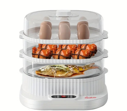 Ultimate 3-Tier Electric Food Steamer & Egg Cooker – Fast, Healthy, One-Touch Cooking