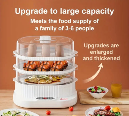 Ultimate 3-Tier Electric Food Steamer & Egg Cooker – Fast, Healthy, One-Touch Cooking