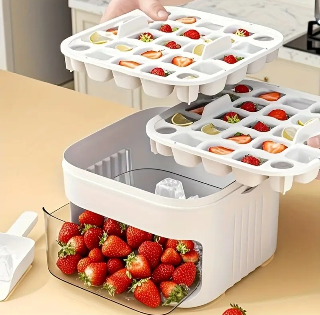 Premium Multi-Layer Ice Cube Maker & Fruit Storage Box