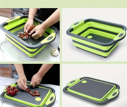 🥗 Collapsible Silicone Food Prep Station & Cutting Board Set