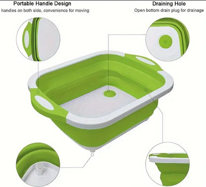 🥗 Collapsible Silicone Food Prep Station & Cutting Board Set